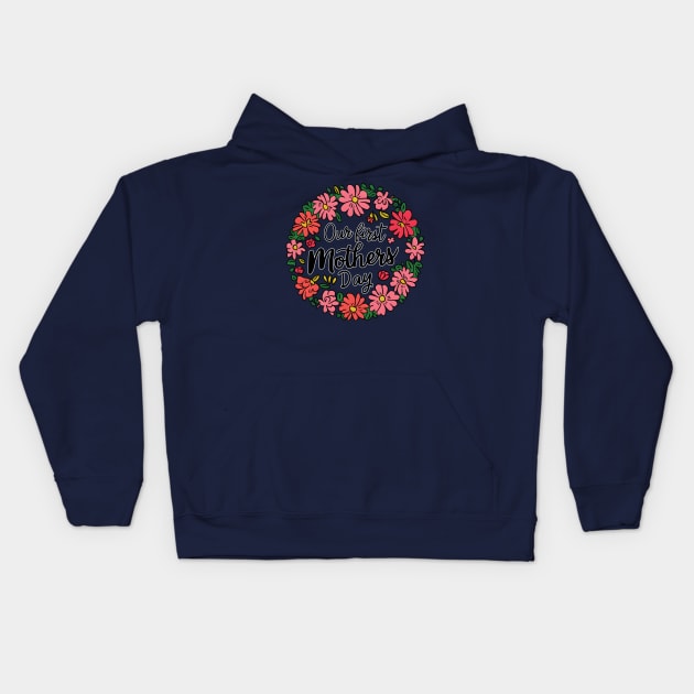 Our first mothers day vintage fun print shirt Kids Hoodie by Inkspire Apparel designs